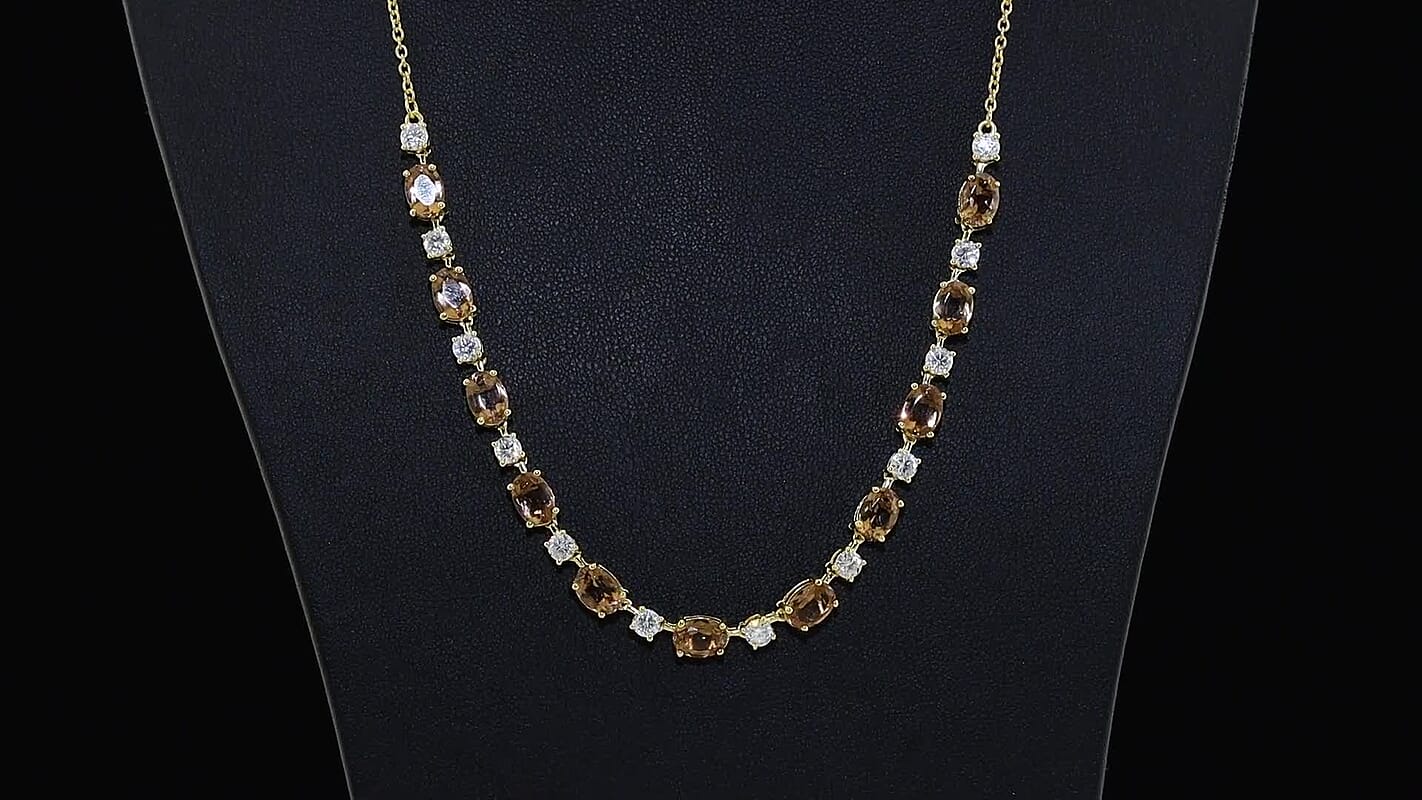EverTrue Autumn Alexite, Moissanite Necklace (18 Inches) in Platinum Bond 10.50 ctw