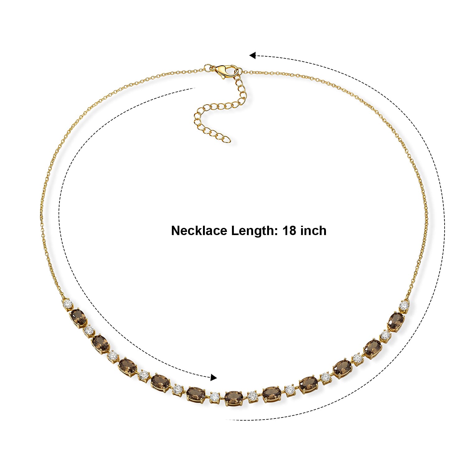 EverTrue Autumn Alexite and Moissanite 10.50 ctw Fireline Necklace in 18K YG Plated