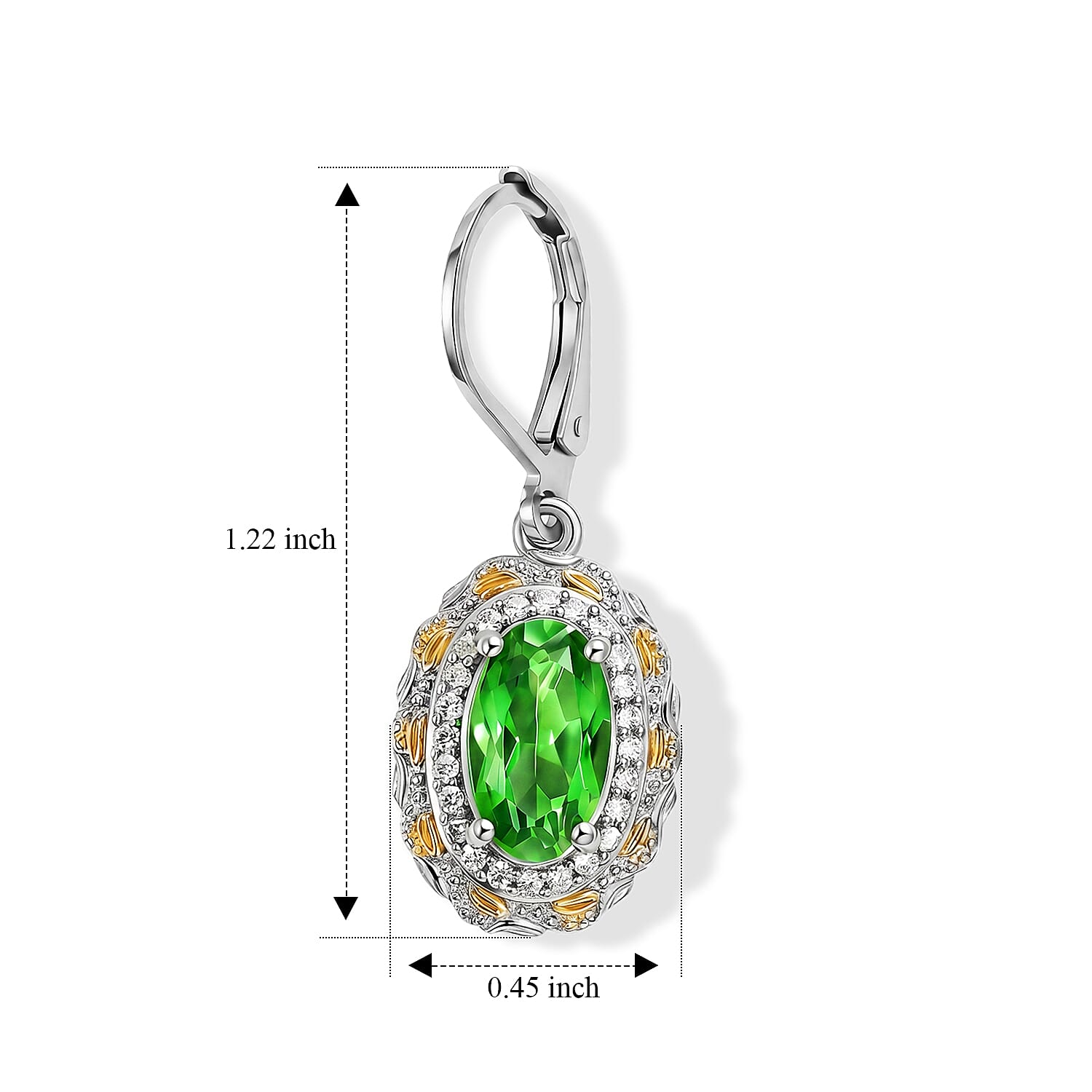 EverTrue Chartreuse Quartz (Triplet) and White Zircon 4.40 ctw Garden of Light Earrings in 18K YG Plated and Platinum Bond
