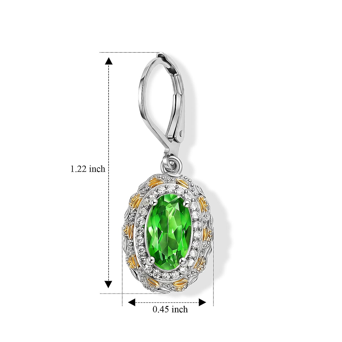EverTrue Chartreuse Quartz (Triplet) and White Zircon 4.40 ctw Garden of Light Earrings in 18K YG Plated and Platinum Bond image number 5