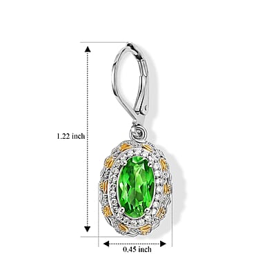 EverTrue Chartreuse Quartz (Triplet) and White Zircon 4.40 ctw Garden of Light Earrings in 18K YG Plated and Platinum Bond