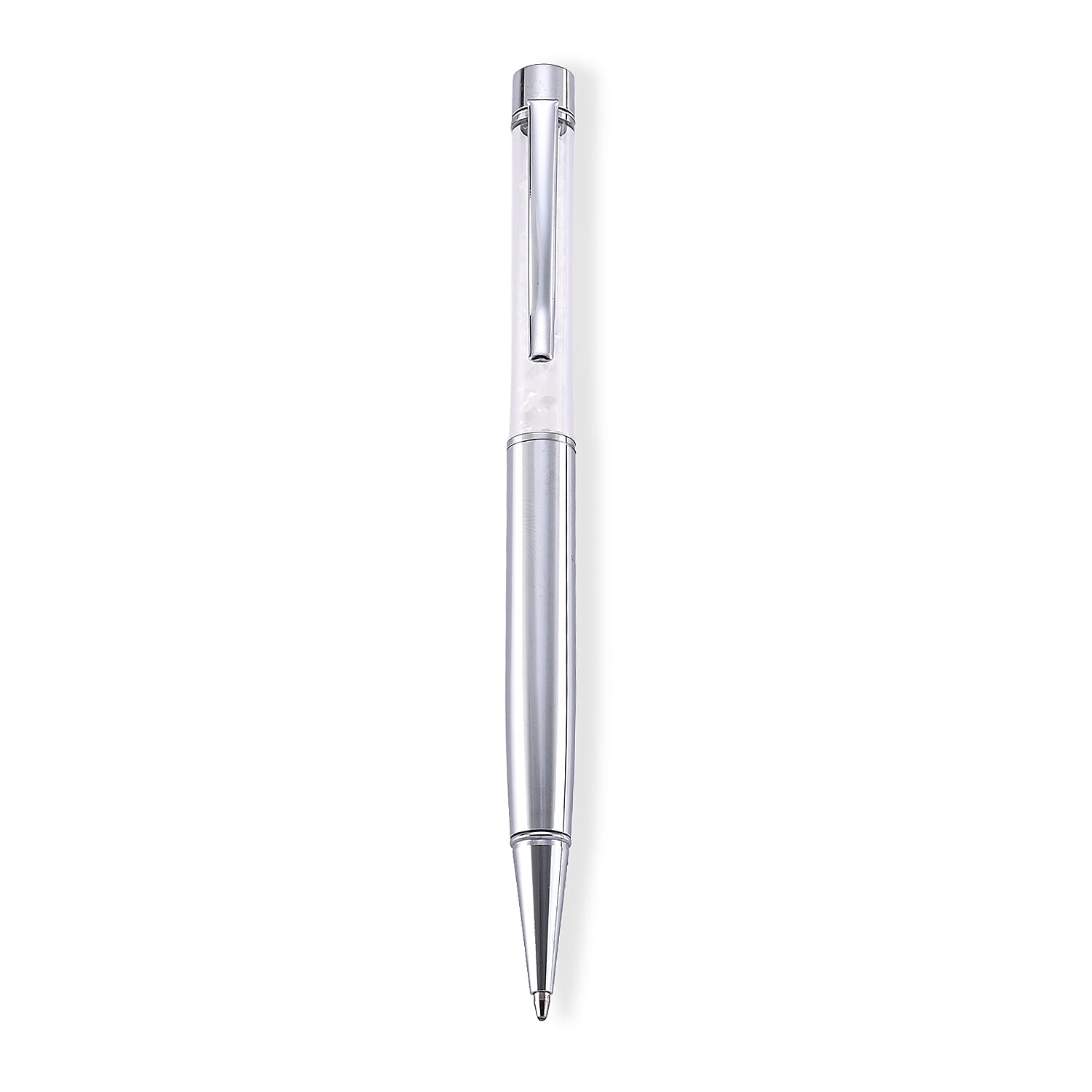 Clear Quartz Pen in Stainless Steel 690.00 ctw