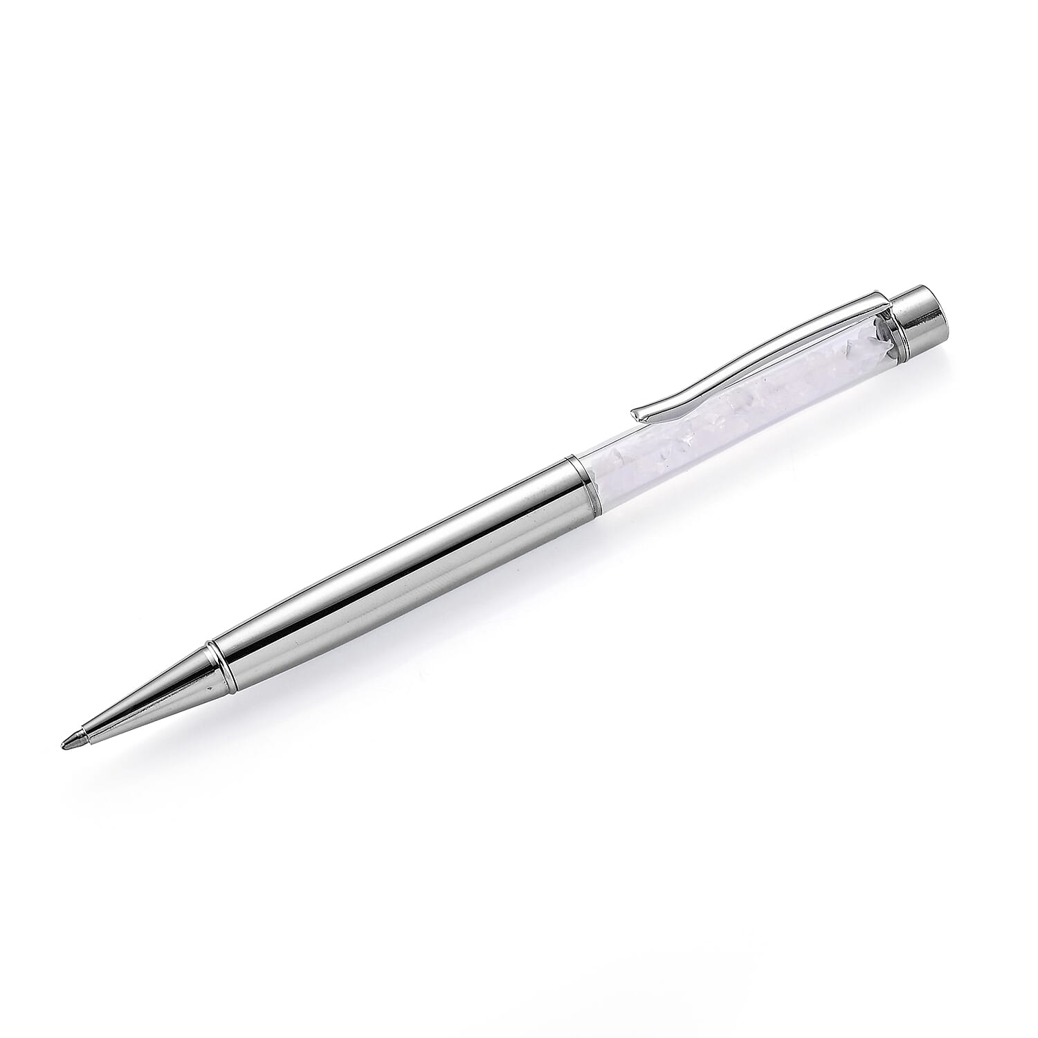 Clear Quartz Pen in Stainless Steel 690.00 ctw