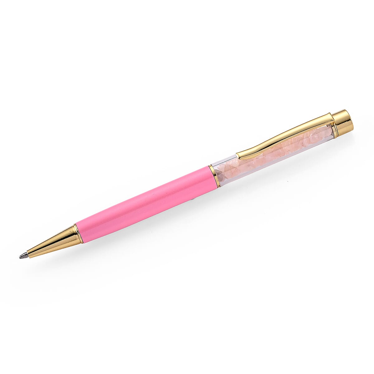 Rose Quartz Pen in Stainless Steel 690.00 ctw image number 1