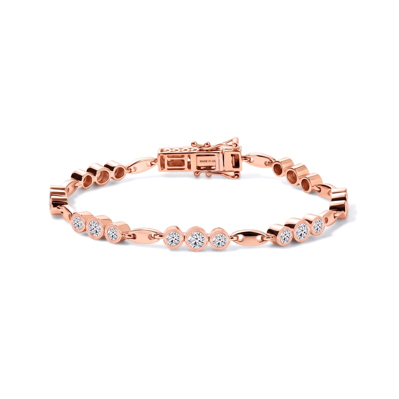 Luxuriant Lab Grown Diamond G-H SI 3.00 ctw Station Bracelet in 18K Vermeil Rose Gold Over Sterling Silver (7.25 In)
