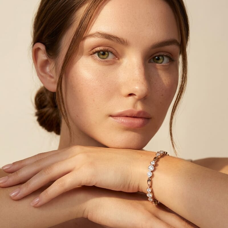 Luxuriant Lab Grown Diamond G-H SI 3.00 ctw Station Bracelet in 18K Vermeil Rose Gold Over Sterling Silver (7.25 In)