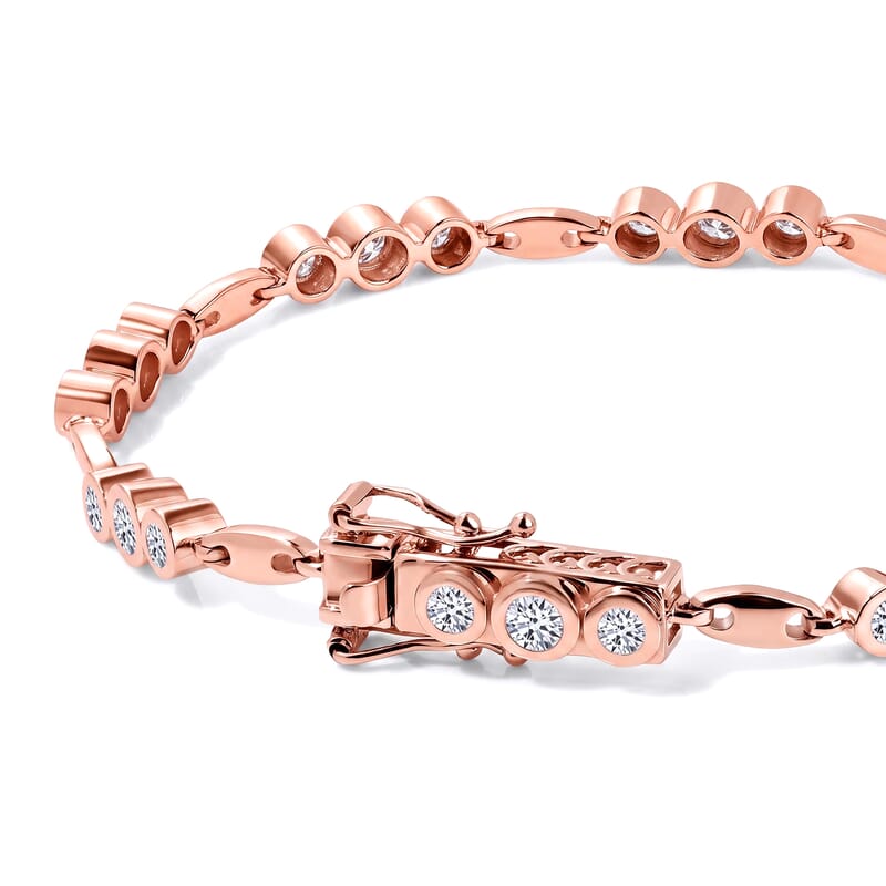 Luxuriant Lab Grown Diamond G-H SI 3.00 ctw Station Bracelet in 18K Vermeil Rose Gold Over Sterling Silver (7.25 In)