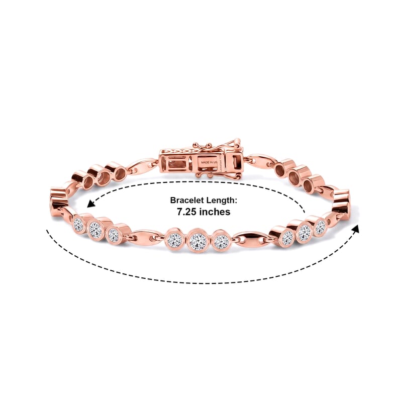 Luxuriant Lab Grown Diamond G-H SI 3.00 ctw Station Bracelet in 18K Vermeil Rose Gold Over Sterling Silver (7.25 In)