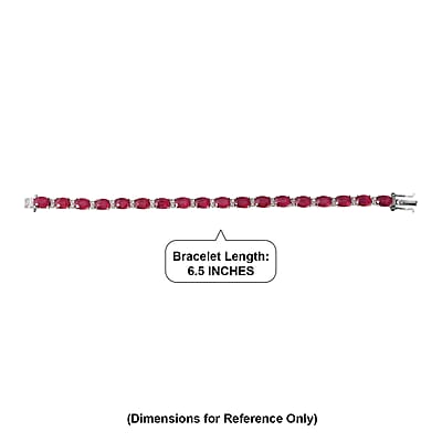 D'Joy Premium Niassa Ruby (FF) and Moissanite 20.75 ctw Imperial Lineage Bracelet in Rhodium Over Sterling Silver (6.50 In)