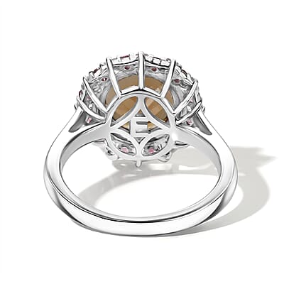 EverTrue Autumn Alexite and Multi Gemstone 4.40 ctw Blaze of Brilliance Ring in Platinum Bond (Size 5.0)