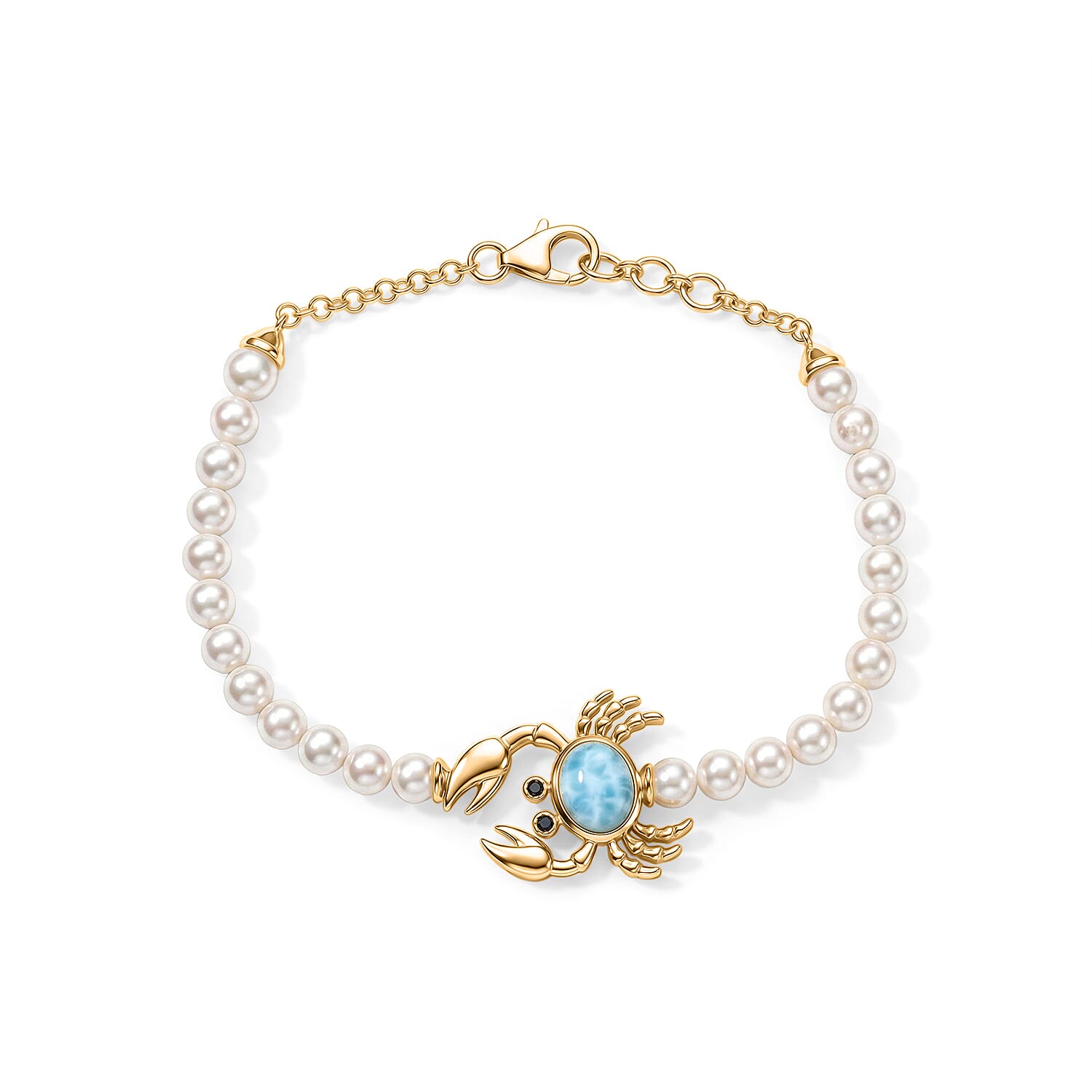 GP AAA Larimar, Multi Gemstone Fancy Bracelet in 18K Vermeil YG Over Sterling Silver (7.25 In) 2.35 ctw