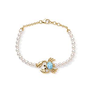 GP Trionfo Collection AAA Larimar and Multi Gemstone 2.35 ctw Crab Bracelet in 18K Vermeil Yellow Gold Over Sterling Silver (7.25 In) (Ships in 8-10 Days)