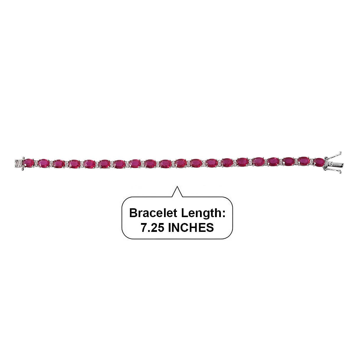 D'Joy Premium Niassa Ruby (FF) and Moissanite 22.00 ctw Imperial Lineage Bracelet in Rhodium Over Sterling Silver (7.25 In) image number 4