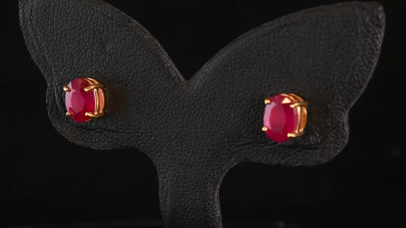D'Joy Niassa Ruby (FF) Solitaire Stud Earrings in 14K YG Over Sterling Silver 2.50 ctw
