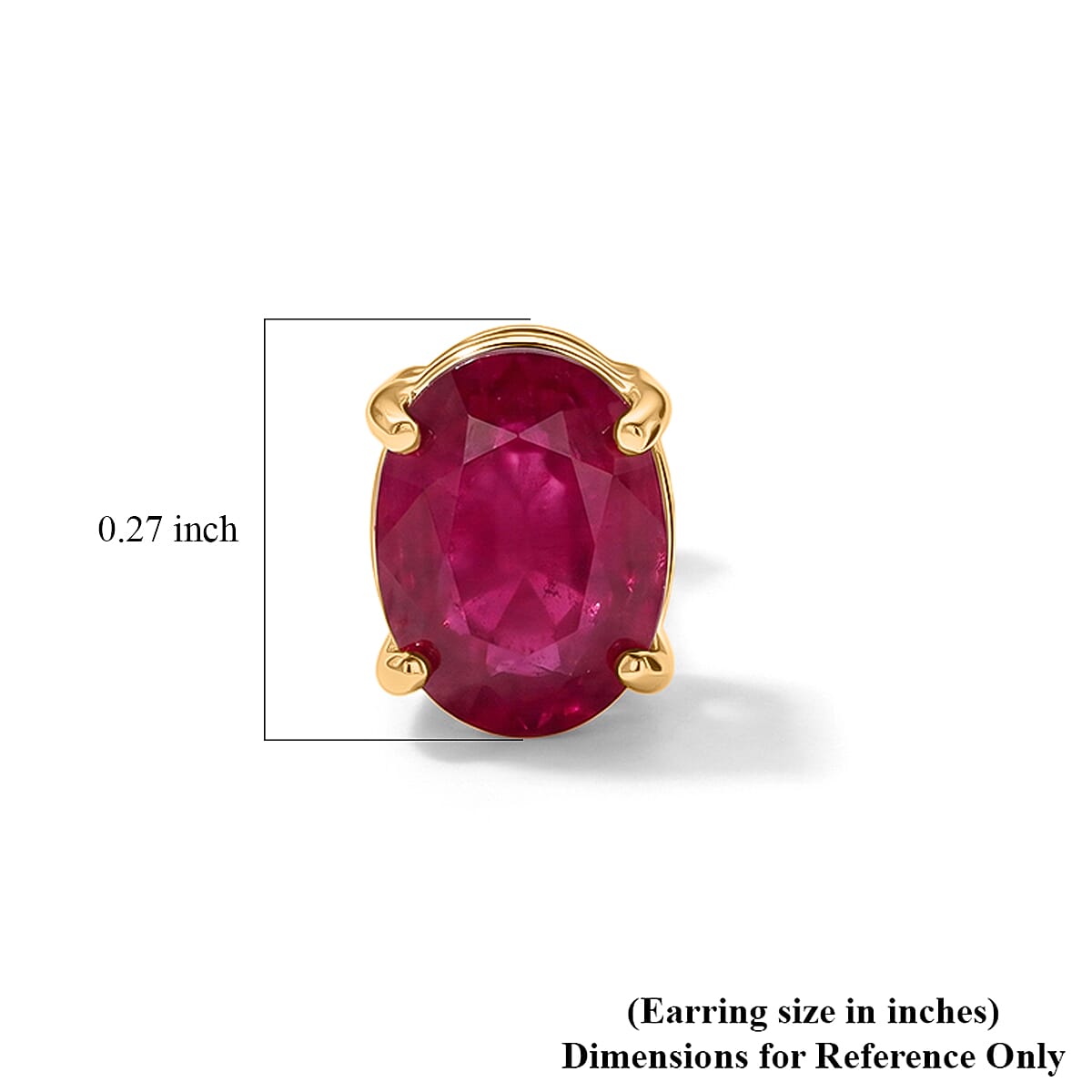 D'Joy Niassa Ruby (FF) Solitaire Stud Earrings in 14K YG Over Sterling Silver 2.50 ctw image number 5