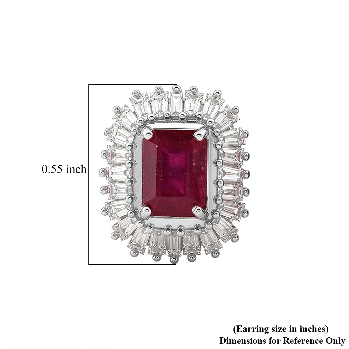 D'Joy Niassa Ruby (FF) and Moissanite 4.30 ctw Imperial Frame Earrings in 18K Vermeil Yellow Gold Over Sterling Silver