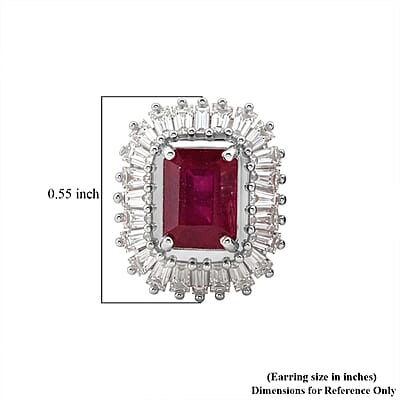 D'Joy Niassa Ruby (FF) and Moissanite 4.30 ctw Imperial Frame Earrings in 18K Vermeil Yellow Gold Over Sterling Silver