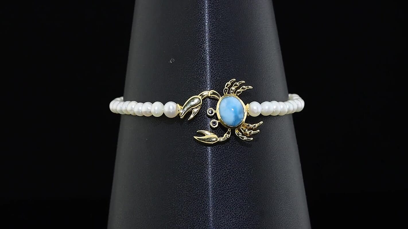 GP AAA Larimar, Multi Gemstone Fancy Bracelet in 18K Vermeil YG Over Sterling Silver (7.25 In) 2.35 ctw