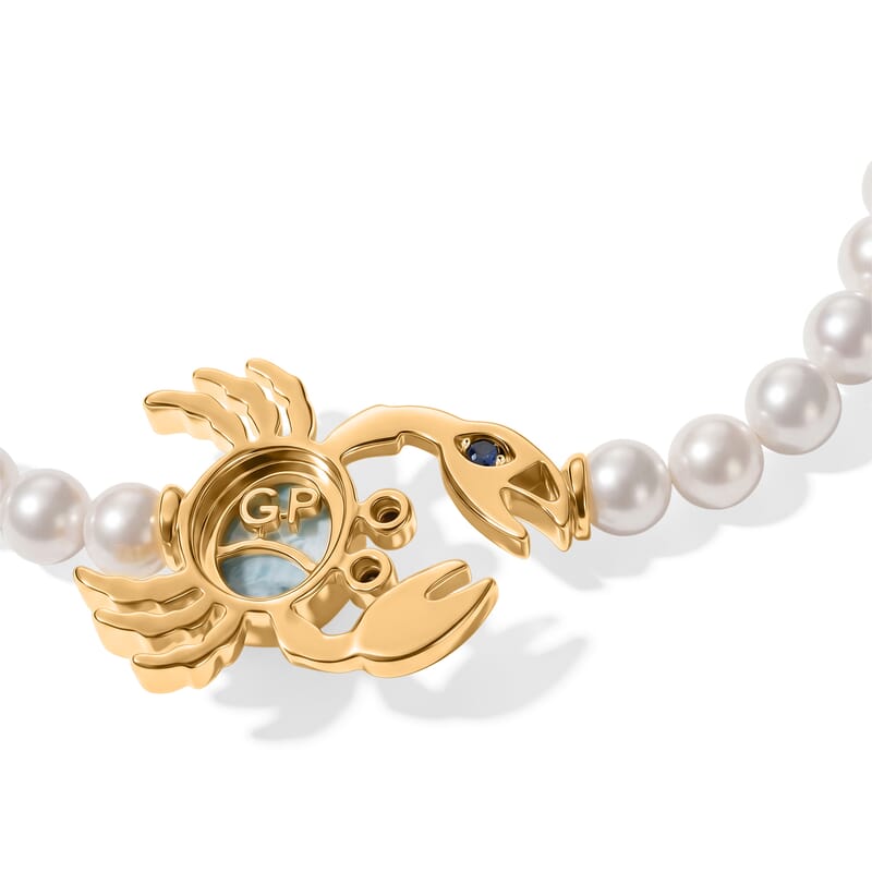 GP Trionfo Collection AAA Larimar and Multi Gemstone 2.35 ctw Crab Bracelet in 18K Vermeil Yellow Gold Over Sterling Silver (6.50 In)