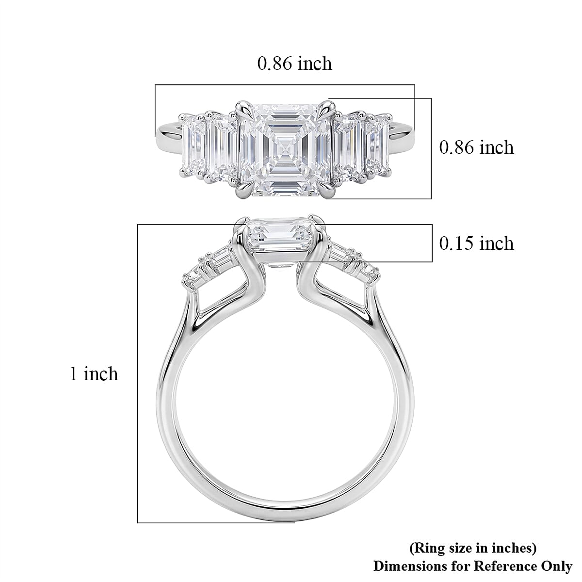 IGI Certified 10K White Gold Luxuriant Asscher Cut Lab Grown Diamond (VS) Royal Palace Radiance Ring (Size 6.0) 2.00 ctw image number 5
