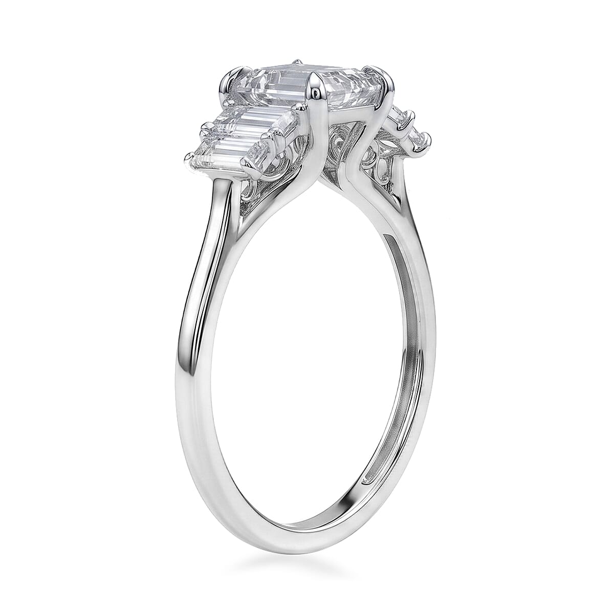 IGI Certified Luxuriant Asscher Cut Lab Grown Diamond G VS 2.00 ctw Royal Palace Radiance Ring in 10K White Gold (Size 8.0) image number 3