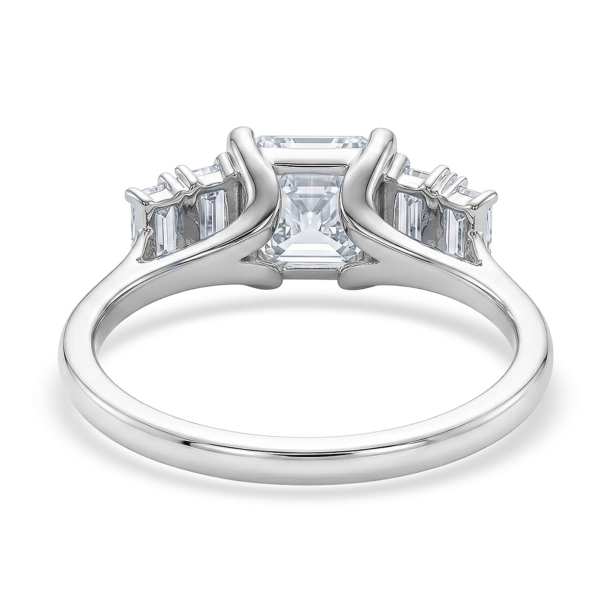 IGI Certified Luxuriant Asscher Cut Lab Grown Diamond G VS 2.00 ctw Royal Palace Radiance Ring in 10K White Gold (Size 8.0) image number 4