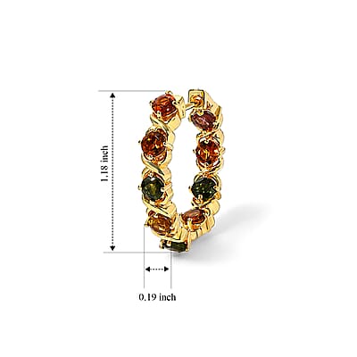 D'Joy Premium Multi-Tourmaline 6.20 ctw XOXO Hoop Earrings in 18K Vermeil Yellow Gold Over Sterling Silver