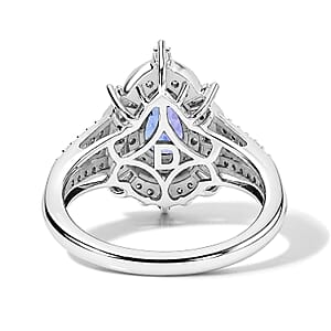 D'Joy Premium Tanzanite and Moissanite 1.85 ctw Ring in Rhodium Over Sterling Silver (Size 7.0)