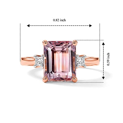 Luxoro 10K Rose Gold Premium Pink Morganite, Diamond (I2) Ring (Size 5.0) 3.50 ctw