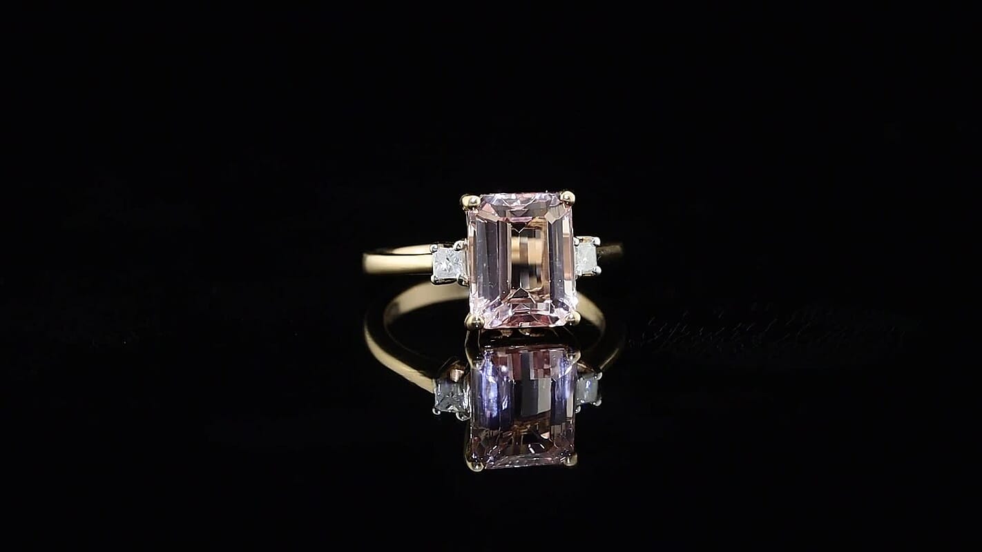 Luxoro 10K Rose Gold Premium Pink Morganite, Diamond (I2) Ring (Size 10.0) 3.50 ctw