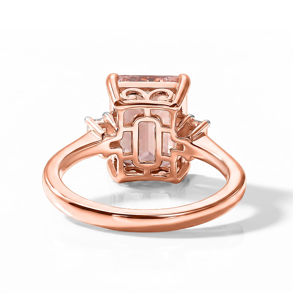 Luxoro 10K Rose Gold Premium Pink Morganite and Diamond (I2) Rose Glow 3.50 ctw Ring (Size 6.0) image number 3
