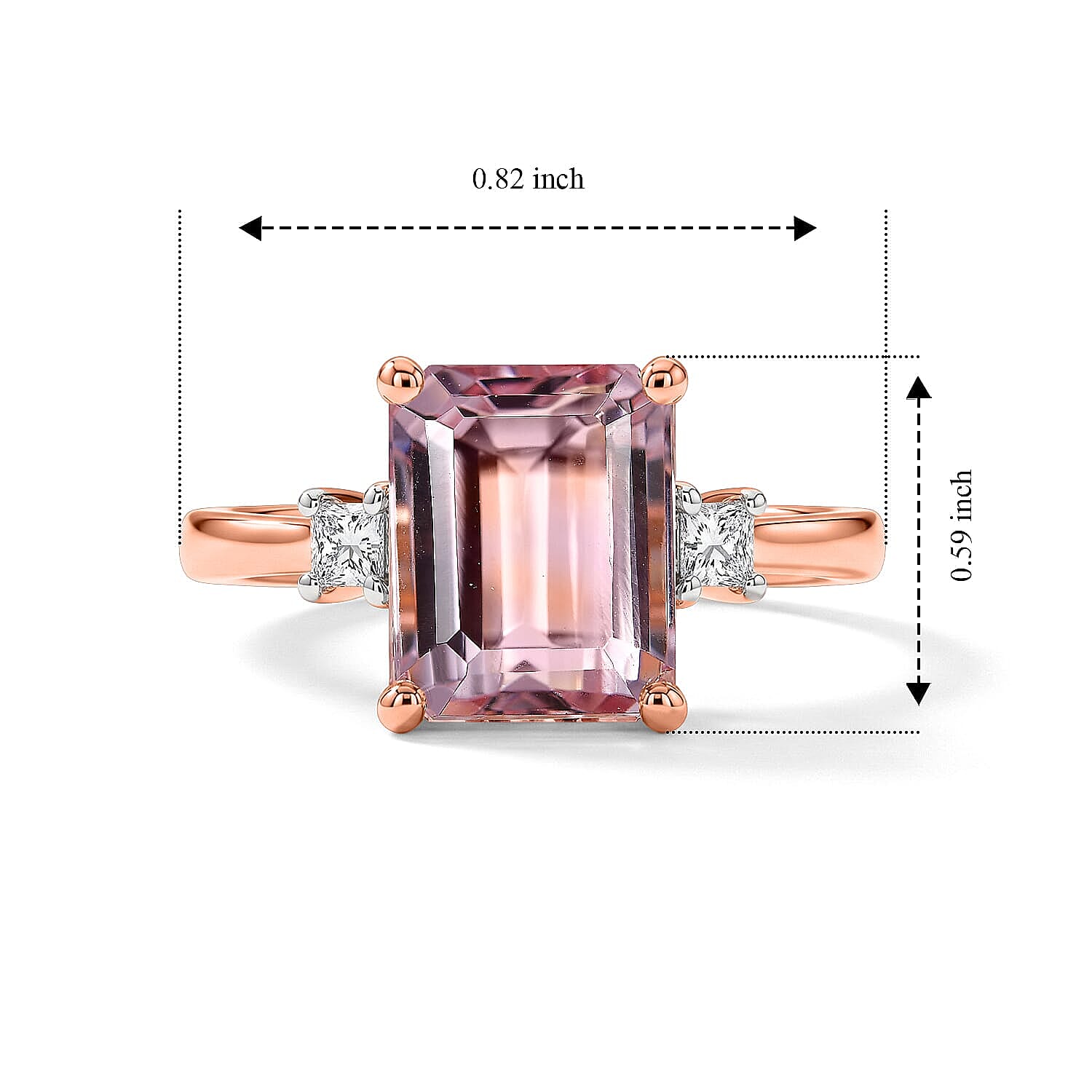 Luxoro 10K Rose Gold Premium Pink Morganite and Diamond (I2) Rose Glow 3.50 ctw Ring (Size 6.0)