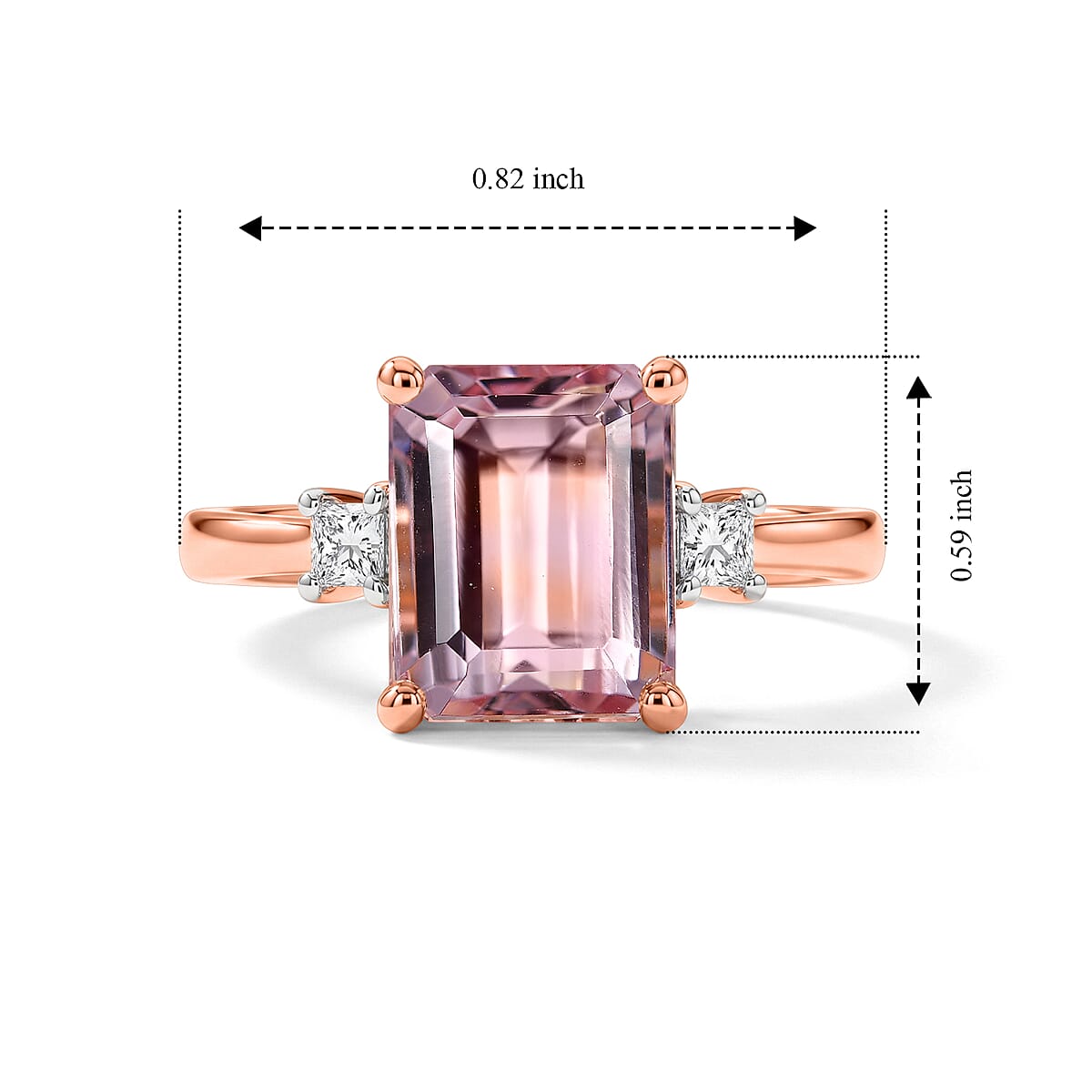 Luxoro 10K Rose Gold Premium Pink Morganite and Diamond (I2) Rose Glow 3.50 ctw Ring (Size 6.0) image number 4