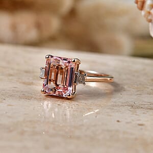 Luxoro Premium Pink Morganite and Diamond I2 3.50 ctw Ring in 10K Rose Gold (Size 8.0)