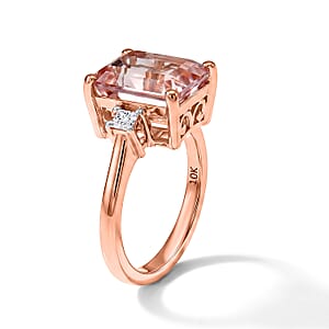 Luxoro Premium Pink Morganite and Diamond I2 3.50 ctw Ring in 10K Rose Gold (Size 8.0)