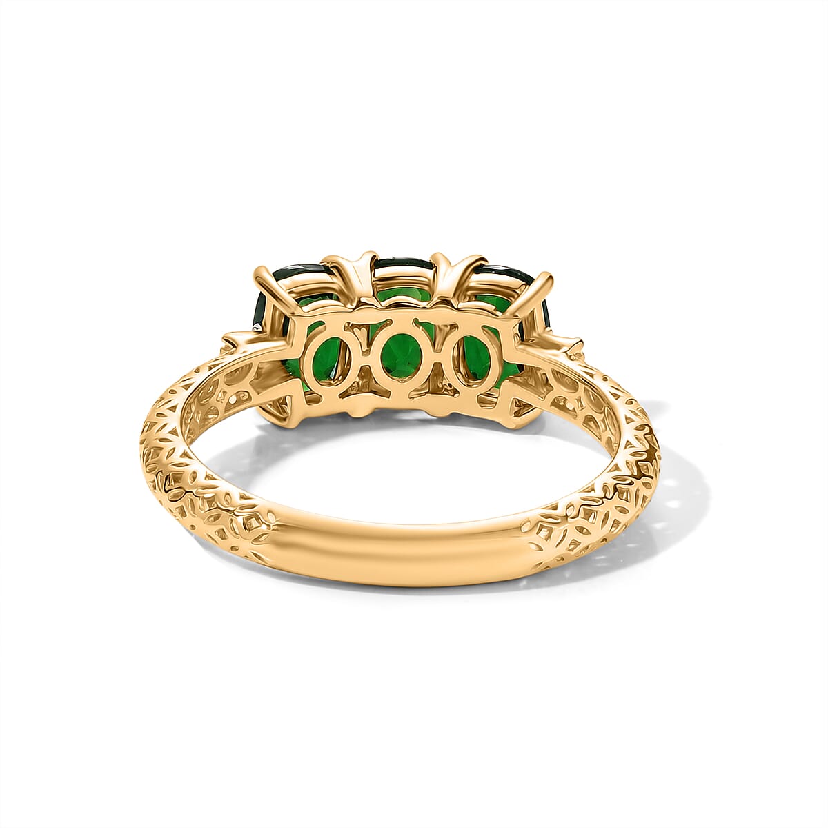 Premium Chrome Diopside and Diamond I2 1.80 ctw Mirage Ring in 10K Yellow Gold (Size 10.0) image number 4