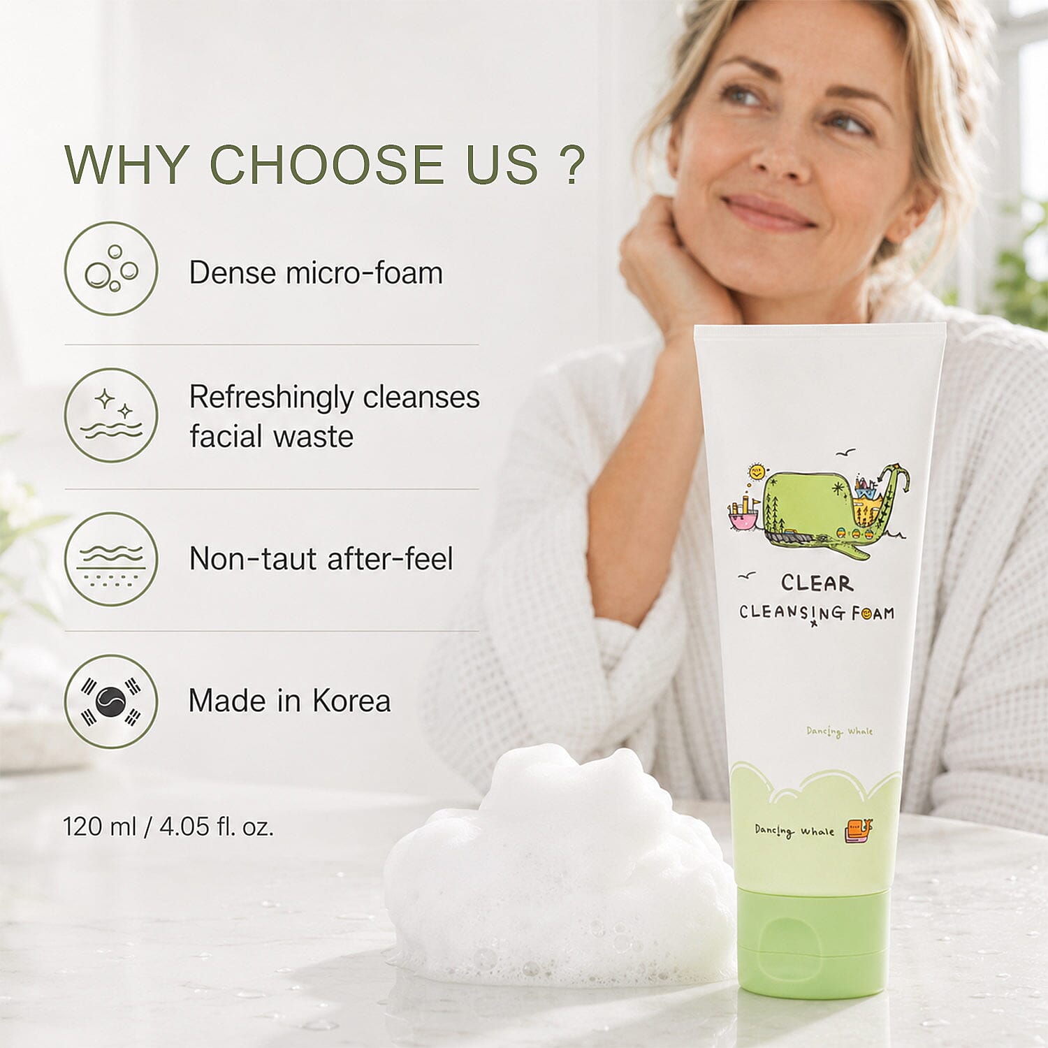 Dancing Whale Clean Cleansing Foam 120ml