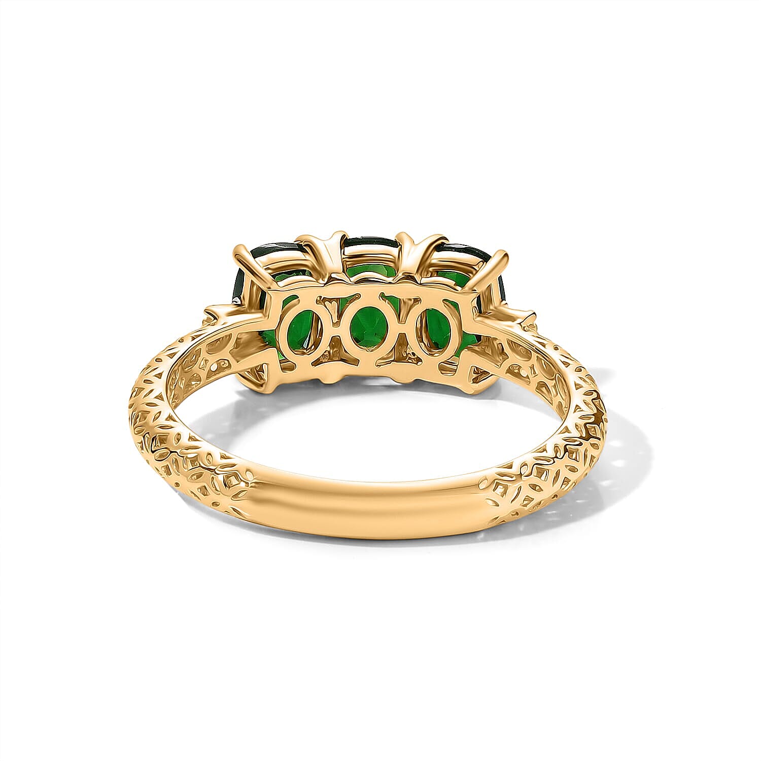 Premium Chrome Diopside and Diamond I2 1.80 ctw Mirage Ring in 10K Yellow Gold (Size  5.0)