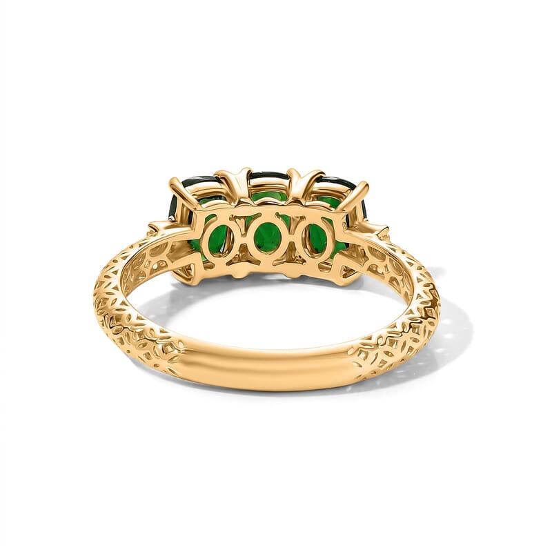 Premium Chrome Diopside and Diamond I2 1.80 ctw Mirage Ring in 10K Yellow Gold (Size  5.0)