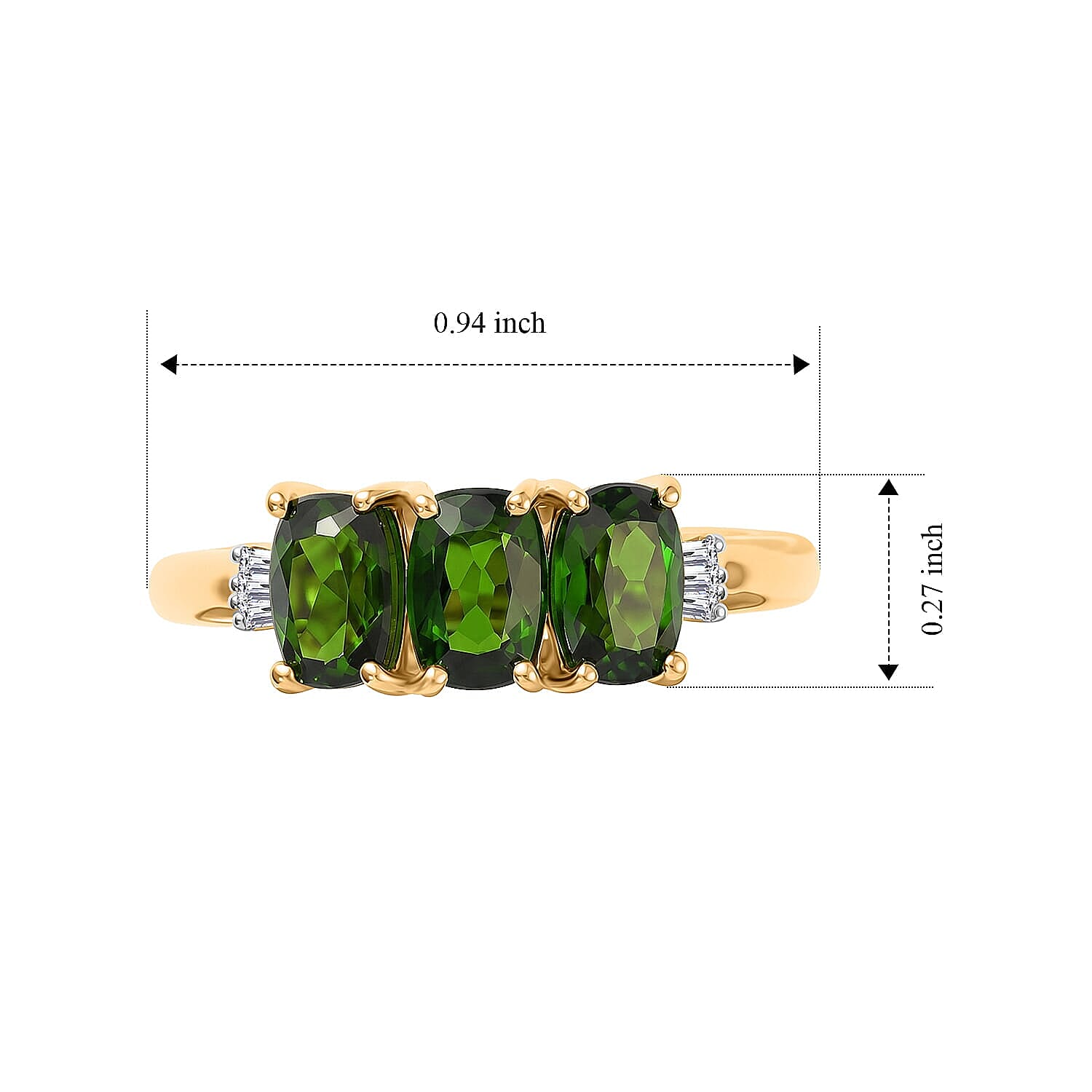 Premium Chrome Diopside and Diamond I2 1.80 ctw Mirage Ring in 10K Yellow Gold (Size  5.0)