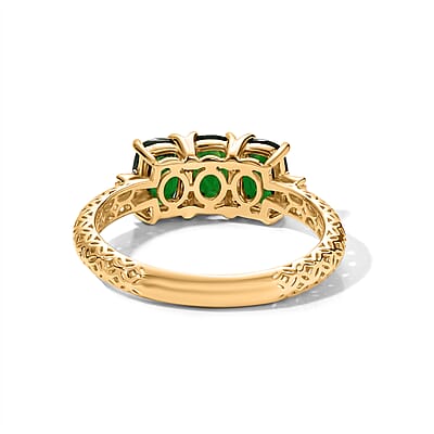 Premium Chrome Diopside and Diamond I2 1.80 ctw Ring in 10K Yellow Gold (Size 6.0)