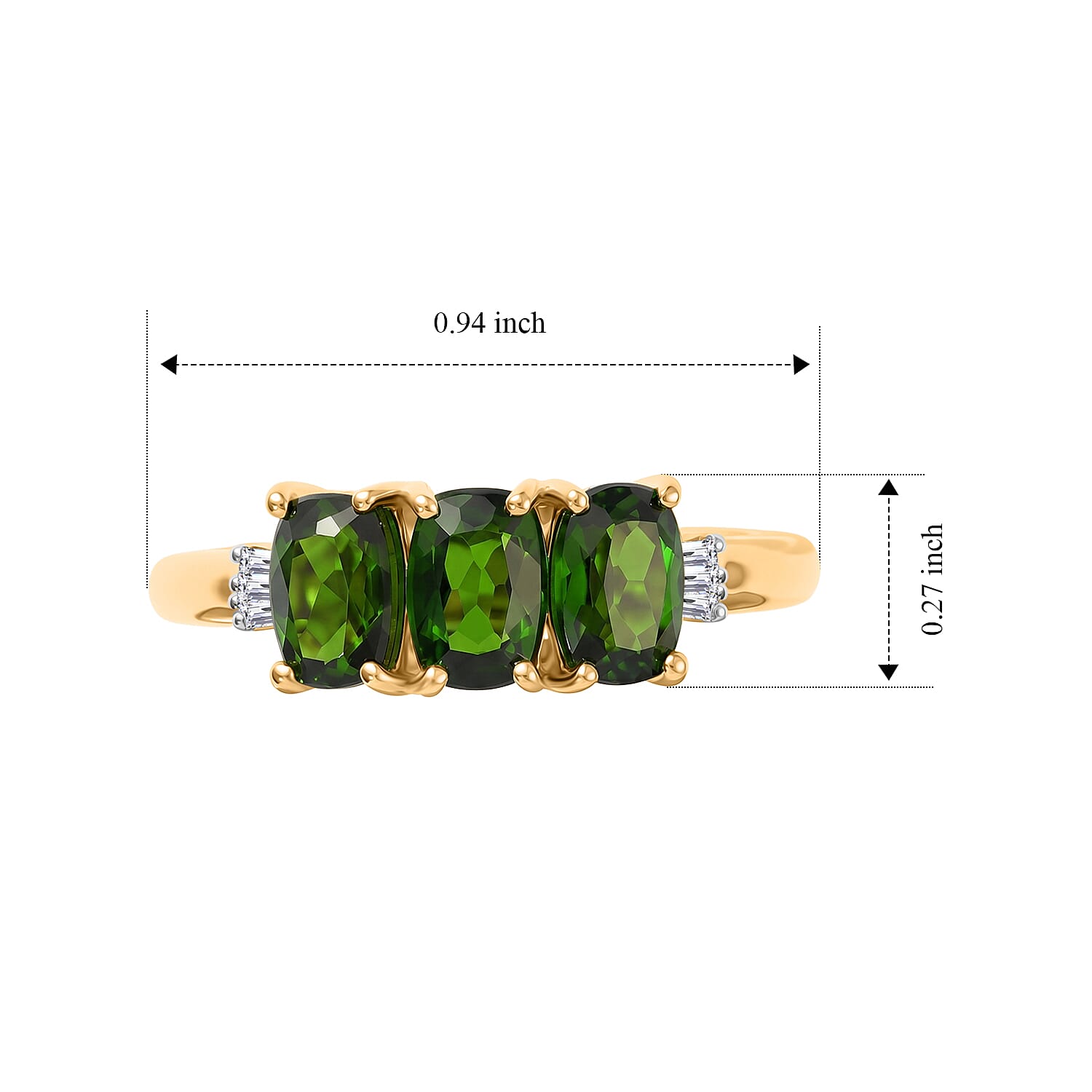 Premium Chrome Diopside and Diamond I2 1.80 ctw Mirage Ring in 10K Yellow Gold (Size 7.0)