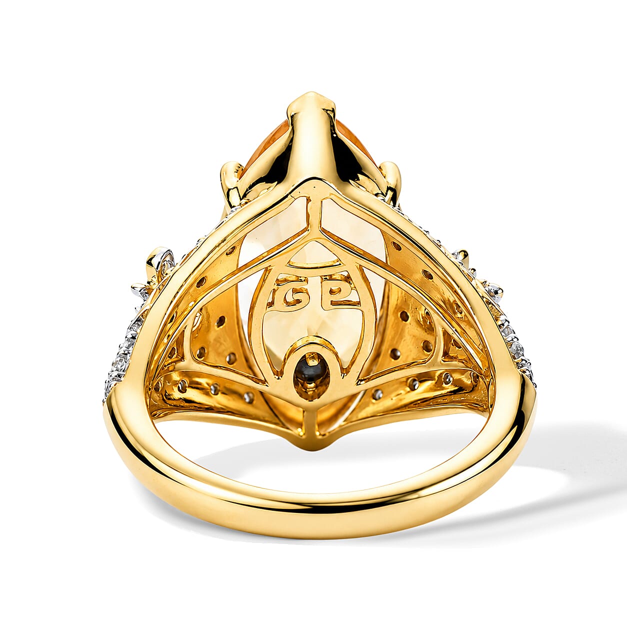 GP Premium Brazilian Citrine and White Zircon 6.10 ctw Ring in 18K Vermeil Yellow Gold Over Sterling Silver (Size 7.0)