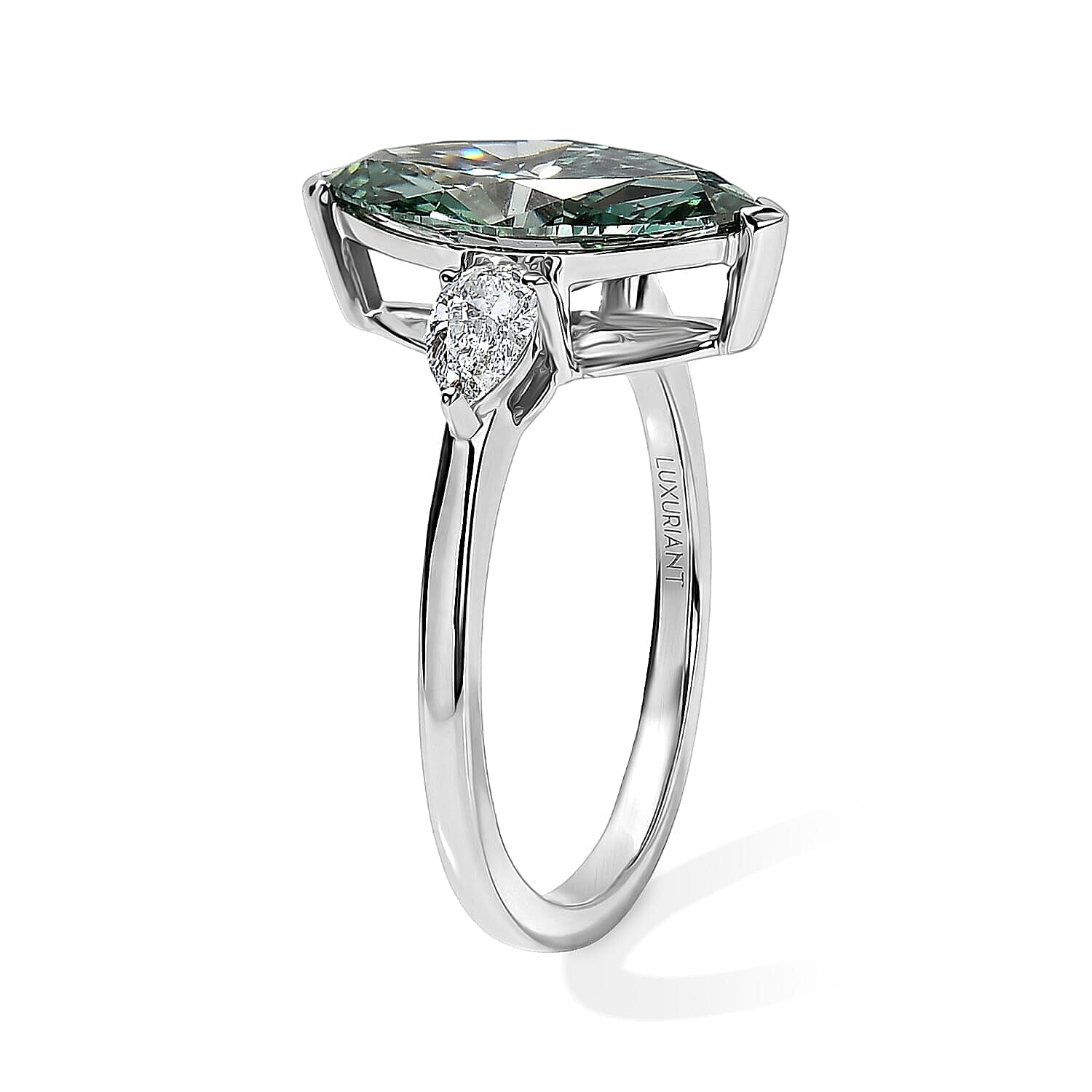 IGI Certified 950 Palladium Luxuriant Lab Grown Green Diamond (IR) and Lab Grown Diamond (VS) Ring (Size 5.0) 2.90 ctw