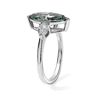 IGI Certified 950 Palladium Luxuriant Lab Grown Green Diamond (IR) and Lab Grown Diamond (VS) Ring (Size 5.0) 2.90 ctw