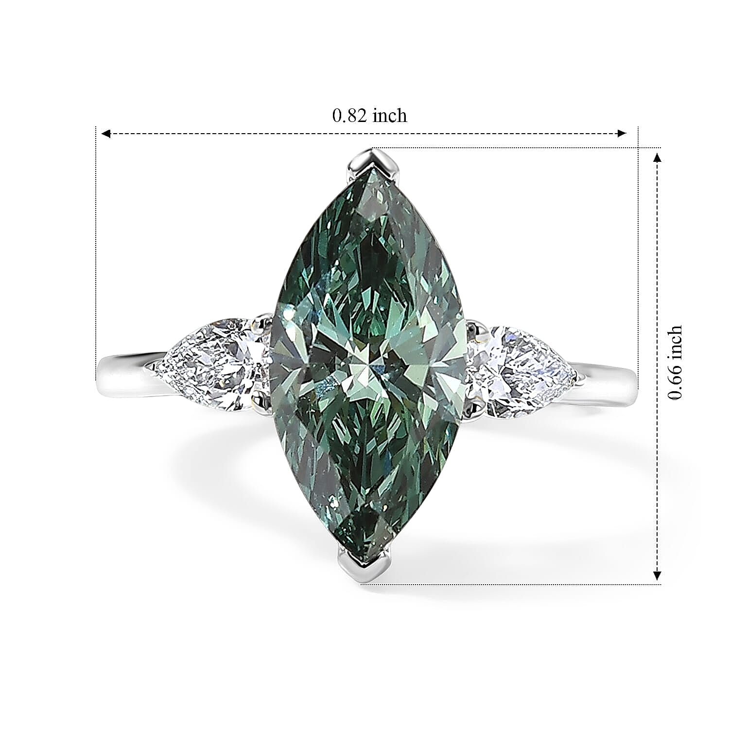IGI Certified 950 Palladium Luxuriant Lab Grown Green Diamond (IR) and Lab Grown Diamond (VS) Ring (Size 5.0) 2.90 ctw
