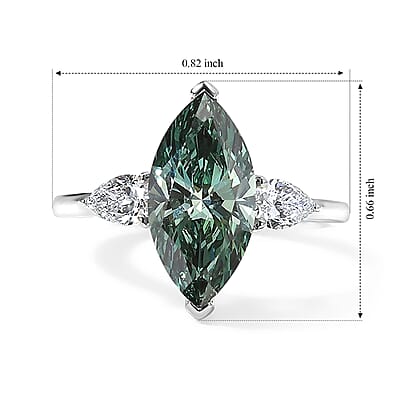 IGI Certified 950 Palladium Luxuriant Lab Grown Green Diamond (IR) and Lab Grown Diamond (VS) Ring (Size 5.0) 2.90 ctw
