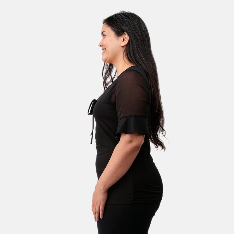 Daily Line Black Rhinestone Trim Top-L
