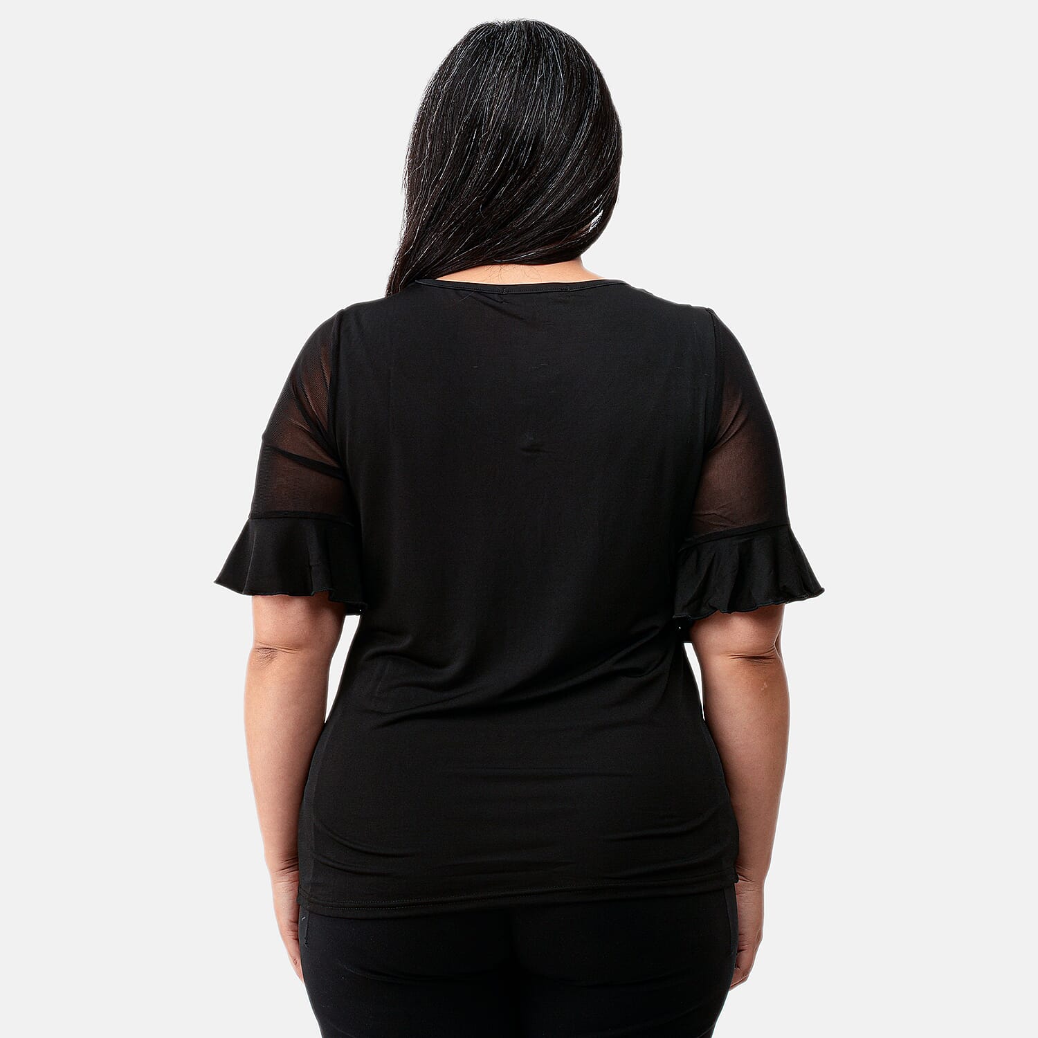 Daily Line Black Rhinestone Trim Top-L
