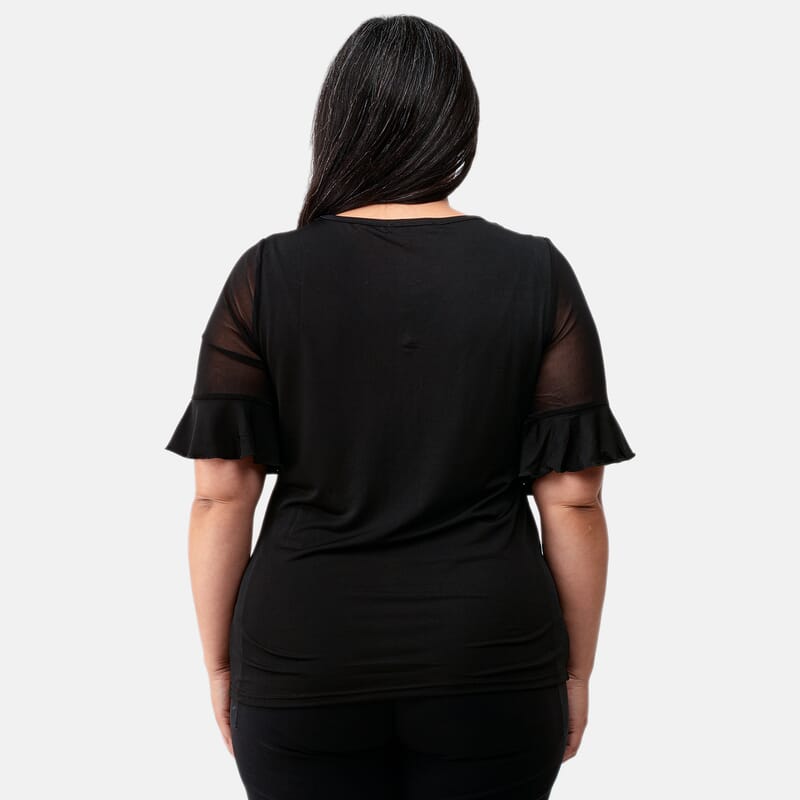 Daily Line Black Rhinestone Trim Top-L